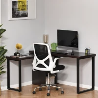 HOMCOM 55" 360 Degree Rotating Corner L-Shaped Computer Desk with Storage Shelves, Home Office Study Writing Workstation Modern Space-Saving Design, Coffee(m-4)