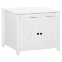 PawHut Cat Litter Box Enclosure with Openable Top, Cat Washroom Storage Side Table with Double Doors, Zinc Alloy Handles, for Indoor Use, White(m-11)