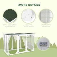 PawHut Catio Outdoor Cat Enclosure with Waterproof Roof, Multi-Level Platforms, Lock, White(m-5)