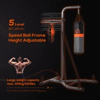 HOMCOM Punching Bag Holder and Speed Ball Exercise Punching Bag Stand with Punching Ball 45.25"L x 61.75"W x 87"H Load 220lb(m-6)
