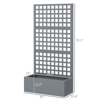 Outsunny Galvanized Raised Garden Bed Planter Box with Trellis for Climbing Plants, Vegetable, Vines, 35" x 16" x 70", Gray(m-3)