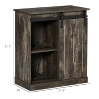 HOMCOM Industrial Wine Cabinet, Sideboard Storage Cabinet, Serving Bar Buffet with Sliding Barn Door and 6-Bottle Wine Rack, Gray(m-3)