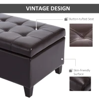 HOMCOM 51" Ottoman Storage Bench, Faux Leather Storage Chest with Lift Top, Tufted Ottoman for Living Room, Entryway, Dark Brown(m-6)