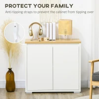 HOMCOM Sideboard Cabinet, Buffet Table with Double Doors and Adjustable Shelf for Living Room, Entryway, White(m-7)