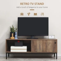 HOMCOM Retro TV Cabinet for TVs up to 50", TV Stand with Compartment and Adjustable Shelf, Media Console with Sliding Door for Living Room, Coffee(m-4)