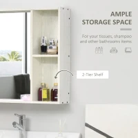 kleankin 31.5" x 25.5" Bathroom Medicine Cabinet with Mirror, Storage Shelf, Over Toilet Bathroom Cabinet Wall Mounted for Living Room and Laundry Room, White(m-5)