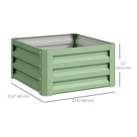 Outsunny 2' x 2' x 1' 2-Pieces Raised Garden Bed with Galvanised Steel Frame for Vegetables, Flowers, Herbs, Light Green(m-3)