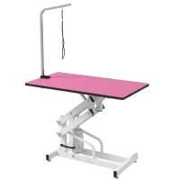 PawHut Pet Grooming Table, Height Adjustable Dog Grooming Table with Arm, Noose and Non-Slip Grooming Table, Pink(m-2)