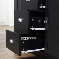 HOMCOM Kitchen Sideboard with Adjustable Shelves, Buffet Cabinet, Coffee Bar Cabinet with 3 Storage Drawers, Black(m-9)