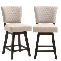 HOMCOM Set of 2 Swivel Counter Height Bar Stools with Footrest, Beige(m-11)