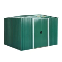 Outsunny 8.5' x 6.8' x 5.8' Practical Backyard Garden Storage Tool Shed Double Sliding Door 4 Ventilation Slots, Green(m-2)