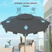 Outsunny 8.8' Patio Umbrella with Push Button Tilt and Crank, Dark Gray(m-6)