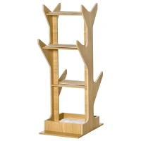 PawHut 4-level Platform Cat Tree with Resting House, Activity Center for kittens, Cat Tower Furniture with Cushion, Oak(m-11)