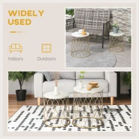 Outsunny Set of 2 Patio Round Nesting Coffee Table Set, Outdoor Stacking End Side Table with Metal Frame for Garden, Balcony, Backyard, Gold(m-5)