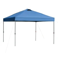 Outsunny 10' x 10' Pop Up Canopy Tent, Instant Sun Shelter with 3-Level Adjustable Height, Top Vents and Wheeled Carry Bag for Outdoor, Garden, Patio, Blue(m-1)