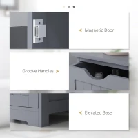 kleankin Bathroom Storage Cabinet, Floor Cabinet with Adjustable Shelf and 4 Drawers, Side Cabinet for Washroom, Grey(m-6)