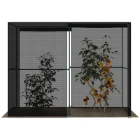 Outsunny 4' x 8' Crop Cage, Plant Protection Tent with Zippered Doors for Vegetable Garden, Backyard, Black(m-7)