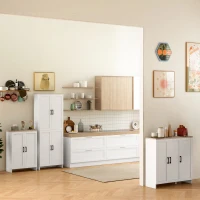 HOMCOM Modern Sideboard Cabinet with Adjustable Shelves, 3 Doors for Modern Kitchen & Dining Room, Ideal for Homeowners, White(m-8)