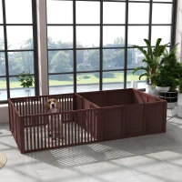 PawHut Whelping Box for Dogs Built for Mother's Comfort, Dog Whelping Pen with Removable Doors, Puppy Playpen for Indoors, Newborn Puppy Supplies & Essentials, 81" x 39" x 20", Coffee(m-10)