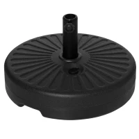 Outsunny Fillable Patio Umbrella Base Stand, Round Plastic Umbrella Holder for Outdoor, Patio, Garden, Deck and Beach, 46lb Capacity Water or 57lb Capacity Sand, Fit Dia 38mm Pole, Black(m-1)