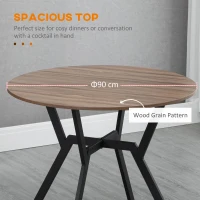 HOMCOM 35" Round Dining Table, Modern Dining Room Table with Steel Frame, Space Saving Small Kitchen Table, Brown(m-6)
