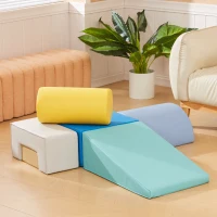 Qaba 6 Piece Soft Play Equipment for Kids 6-72 Months, Yellow and Green(m-9)