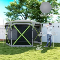 Outsunny 11 x 11ft Pop Up Camping Gazebo, Screen Tent House with Removable Roof Cover, Roll-up Wind Panels for Camping, Backyard(m-3)