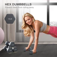 Soozier 2 x 10LBS Hexagonal Dumbbells, Set of 2 Weights with Non-Slip Grip for Home Gym Workout(m-4)