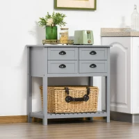 HOMCOM Sideboard Buffet Cabinet with Storage, Modern Coffee Bar Cabinet with 4 Drawers and Slatted Bottom Shelf, Console Table for Kitchen, Living Room, Dining Room, Hallway, Gray(m-10)