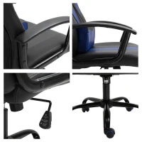 Vinsetto Office Chair High Back Racing Style Gaming Chair Adjustable PU Leather Swivel Computer Task Seat with Lumbar Support and Pillow Blue(m-10)