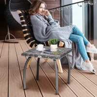 Outsunny 18" Rattan Coffee Table Outdoor Side Table Patio Wicker Furniture, Small Square with All-Weather PE for Garden, Balcony, Backyard, Poolside, Grey(m-8)