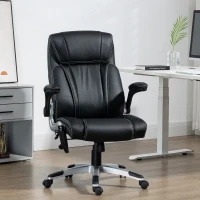 Vinsetto Executive Massage Office Chair with 6 Vibration Points, Heated Faux Leather Computer Desk Chair with Flip-up Armrest, Adjustable Height, Swivel Wheels, Black(m-10)