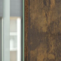 kleankin Lighted Medicine Cabinet with Mirror, 27.5" x 25.5" Wall Mounted Dimmable Bathroom Mirror Cabinet with 3-Tier Storage Shelves, LED Lights, Smart Touch and USB Charge, Dark Wood Grain(m-9)