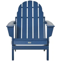 Outsunny Folding Adirondack Chair, HDPE Fire Pit Chair, Weather Resistant Outdoor Chair for Patio, Garden, Backyard, Lawn, Blue(m-11)