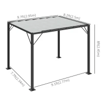 Outsunny Outdoor Louvered Pergola 9.5' x 8' Aluminum Patio Gazebo Sun Shade Shelter with Adjustable Breathable Mesh Roof, White(m-3)