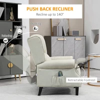HOMCOM Vibrating Massage Recliner Chair with Heat, Wingback Push Back Reclining Chair for Living Room, Beige(m-4)