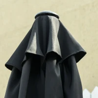 Outsunny 8.5' Round Aluminum Patio Umbrella Garden Parasol Market Sunshade Tilt Canopy w/ 6 Ribs, Crank Handle, Black(m-9)