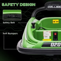 Aosom 12V Kids Bumper Car Twins Motor, w/ Parent Remote Control, Lights, 360° Rotation(m-7)