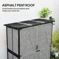 Outsunny Wood Storage Shed, Outdoor Garden Shed with Asphalt Roof, 2 Shelves, Lockable Doors and Adjustable Feet, Gray(m-5)