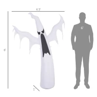 HOMCOM 6' Tall Halloween Inflatables Outdoor Decorations White Ghost, Light Up Blow Up Yard Decor with LED Light and Fan Indoor Outdoor for Garden, Lawn, Party, Holiday(m-3)