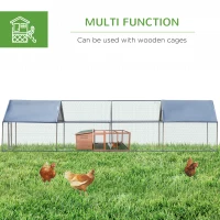 PawHut 9.8' x 26.2' Metal Chicken Coop, Galvanized Walk-in Hen House, Poultry Cage with 1.25" Tube, Waterproof UV-Protection Cover for Rabbits, Ducks(m-5)