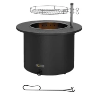 Outsunny 2-in-1 Smokeless Firepit, Stainless Steel Bonfire Stove with Poker and Ash Tray for Backyard, Patio, Picnic, Black(m-11)