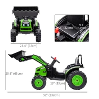 Aosom Kids Tractor 6V Battery Powered Digger Ride On Excavator Music Headlight Moving Forward Backward Green(m-3)