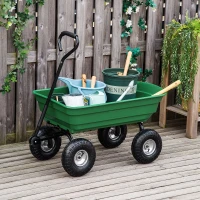 Outsunny Steel Garden Cart with Handle and 10" Pneumatic Tires, Utility Wagon Cart for Garden, Patio, Lawn, 551 lbs Capacity(m-8)