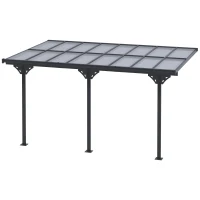 Outsunny 14.5' x 10' Aluminum Polycarbonate Pergola with UV Blocking for Outdoor Wall-Mounted Use, Family Shade, Gray(m-11)