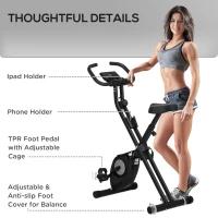 Soozier Foldable Exercise Bike Indoor Stationary Bike w/ 8-Level Magnetic Resistance LCD Screen Phone Holder for Home Gym Black(m-9)