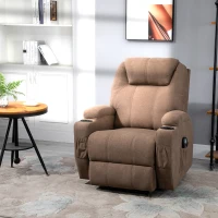 HOMCOM Electric Power Reclining Massage Sofa w/ 8-Point Vibration Waist Heating Side Storage USB Port, Brown(m-10)