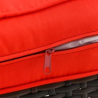 Outsunny 3 Piece Patio Furniture Set, PE Wicker Storage Table & Chairs, Red(m-9)