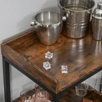 HOMCOM Retro Industrial 9-bottle Wine Rack Storage Cabinet Serving Bar Wood Buffet with  Glass Holders(m-7)