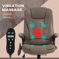 Vinsetto 6 Point Vibrating Massage Office Chair with Heat, Microfiber Massage Desk Chair with Reclining Backrest, Dark Brown(m-4)